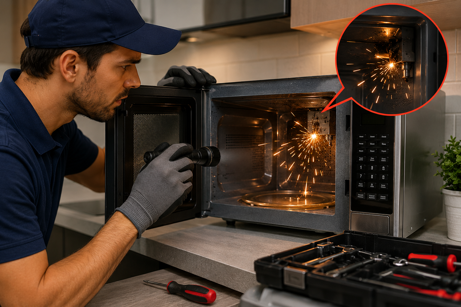 Microwave sparking repair service